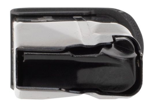 SIG P365 9mm magazine with finger extension has a black finish